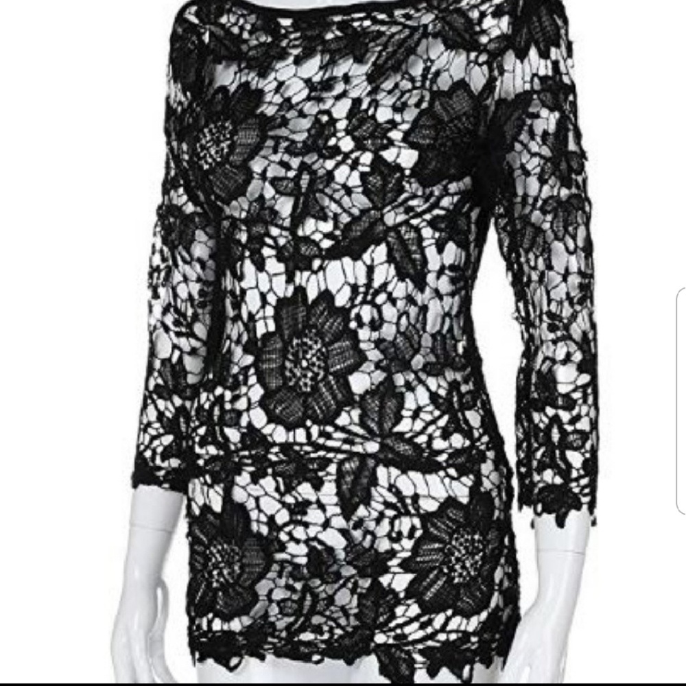 Swim Cover Black Crochet Lace